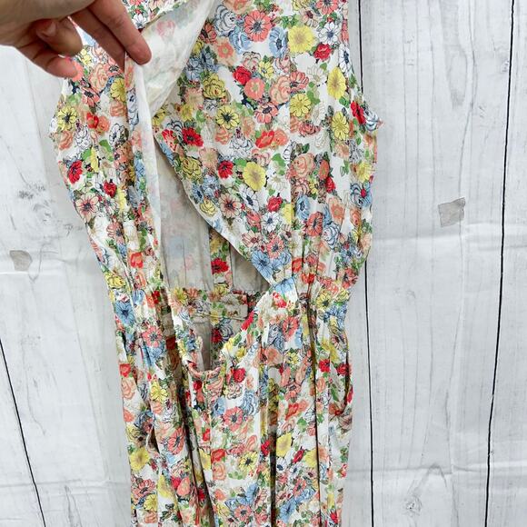 NEW LC Lauren Conrad SMALL Cream Floral Romper Sleeveless Button Up Front - Picture 8 of 13